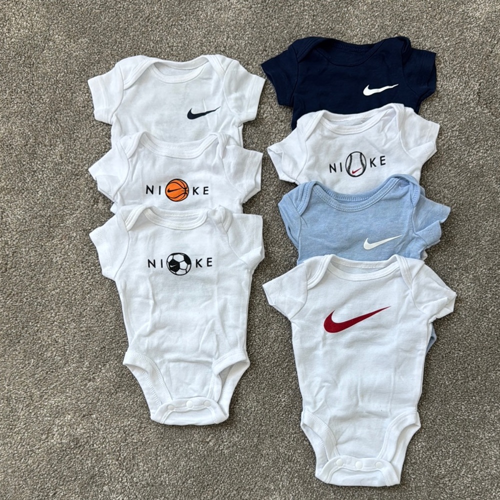 Nike Baby Bodysuit Set - White, Navy, Light Blue